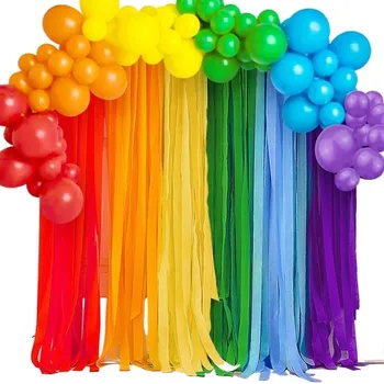 Радужная тема, воздушные шары, набор для гирлянды, рулон крепированной бумаги, цветной воздушный шар, сад, свадебный декор, День рождения, Детский душ, вечеринка