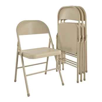 Стальной складной стул (4 шт.), Бежевый Стул для ресторана, Стулья для мероприятий, Современный обеденный стол, Мебель в скандинавском стиле, стулья для столовой