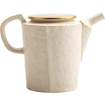 Винтажный чайник с позолотой, Керамический Универсальный Чайник с боковой ручкой, Керамический Офисный Прибор для приготовления чая
