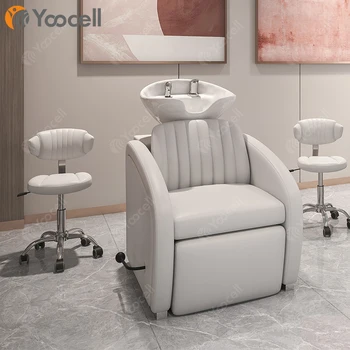 Yoocell новый дизайн шампуня кровать парикмахерская кресло для мытья посуды чаши для шампуня раковина и стулья блок шампуня стулья для продажи