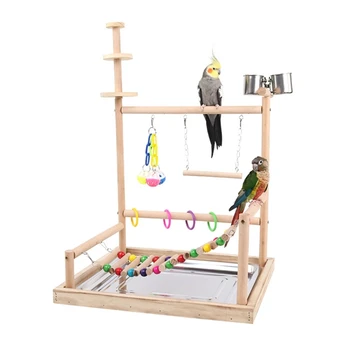 Подставка для попугаев на птичьем насесте, игрушка-подставка для попугаев с лестницей, Жевательная игрушка, чашки для кормления, упражнения и игры для птиц