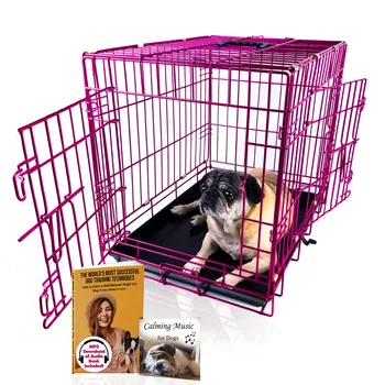Розовая 24-дюймовая металлическая проволочная собачья клетка для домашних животных Expressions - Доступна в различных размерах и цветах