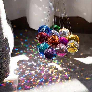 H & D 12 шт. Многоцветные Граненые стеклянные Хрустальные шары для деталей люстры, Призмы, Осветительные шары, Ловец Солнца, Свадебное украшение для дома