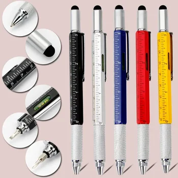 Многофункциональный ручной отвертка In1, Шариковая ручка, Измерительная техническая линейка, Отвертка, стилус для сенсорного экрана, Спиртовой уровень