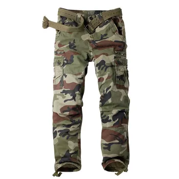 Камуфляжные брюки-карго, мужские повседневные военные брюки с большим карманом, Хлопковые уличные брюки для бега трусцой, мужская одежда больших размеров