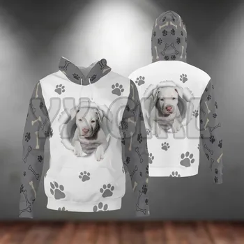 Белые Толстовки с 3D принтом Pitbull-Paw Dog, Пуловеры Унисекс, Забавная толстовка с капюшоном для собак, Повседневный Уличный спортивный костюм