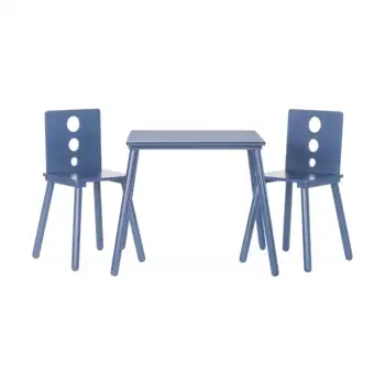 Набор для детского стола и стула Cirque (2 стула в комплекте) из выстиранного денима синего цвета