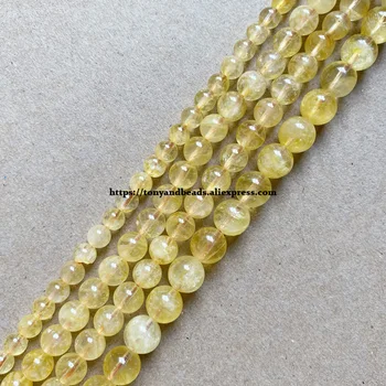 Натуральный Цветной камень AA Качественный Желтый кристалл Цитрин Круглые Свободные бусины 15 