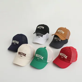 Летняя детская сетчатая шляпа, Корейская версия Модных новых буквенных кепок для мальчиков и девочек, детская бейсболка, Дышащая Детская Солнцезащитная шляпа для малышей