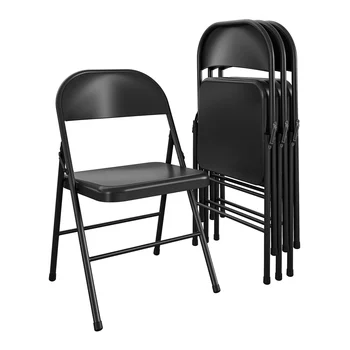 Складной стул со стальными опорами (4 комплекта), черный