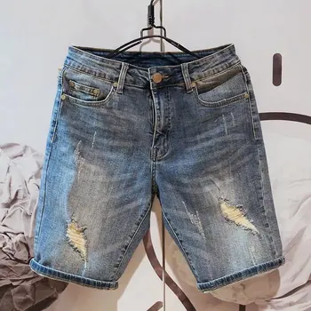 Мужская летняя корейская версия трендовых брюк Ins с пятью точками, джинсовые шорты с дырками