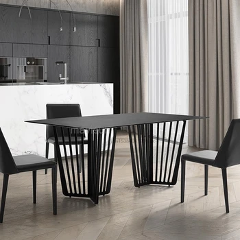 Итальянский высококачественный прямоугольный стол из каменного сланца, современный минималистичный Дизайнерский стол для небольшой квартиры, Легкий Роскошный обеденный стол